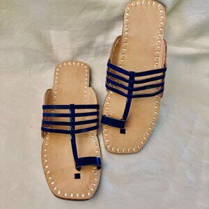 Great Condition, SZ 7, Leather Strappy Sandals, Blue